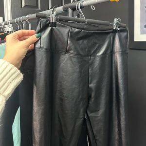 Black faux leather leggings